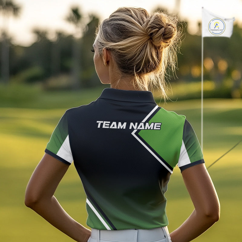 Green and Black Women Golf Polo Shirts Custom golf clothes for ladies, gifts for the golfer NQS10249