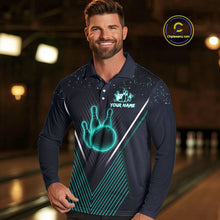 Load image into Gallery viewer, Bowling polo, quarter zip shirt for Men custom team bowling jersey, gift for bowlers | Turquoise NQS10256