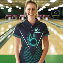 Load image into Gallery viewer, Bowling polo, quarter zip shirt for Women custom team bowling jersey, gift for bowlers | Turquoise NQS10256