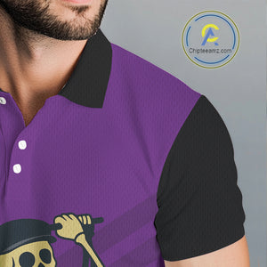 Funny argyle pattern Skull Golf Polo Shirts for men Custom mens golf attire, cool golf gifts | Purple NQS10657