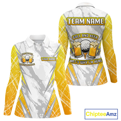 Golf and beer That's why I'm here Funny Women golf polo shirts Custom Team Golf shirt for ladies NQS10133