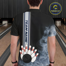 Load image into Gallery viewer, Black Smoke Bowling Polo, Quarter Zip Shirts For Men Custom Team Bowling Tournament Jerseys NQS10681