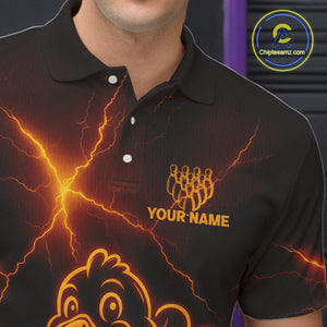 Orange Lightning Thunder Turkey Bowling Shirts For Men Custom Thanksgiving Team Bowling Jerseys NQS10682