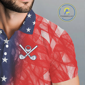 Custom Smoke American Flag Patriotic Golf Polo Shirt For Men, Personalized Mens Golf top NQS10497