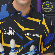 Load image into Gallery viewer, Personalized Blue And Yellow camo lightning thunder Bowling Shirts For Men Custom Bowling Team jersey NQS10305