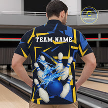 Load image into Gallery viewer, Personalized Blue And Yellow camo lightning thunder Bowling Shirts For Men Custom Bowling Team jersey NQS10305