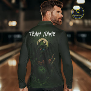 Personalized Green Reaper Skull Halloween Bowling Shirts For Men Custom Halloween Bowling Team jersey NQS10311