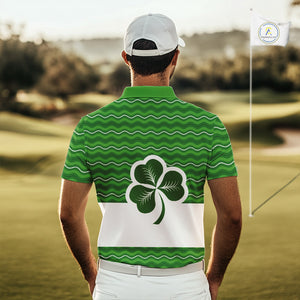 Green shamrock Lucky Mens polo golf shirts Custom St Patrick Day team golf jerseys NQS10508