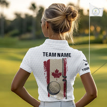 Load image into Gallery viewer, Personalized vintage Canadian Flag Women golf polo shirts Custom Patriotic Golf outfit For ladies NQS10182