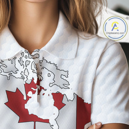 Personalized vintage Canadian Flag Women golf polo shirts Custom Patriotic Golf outfit For ladies NQS10182
