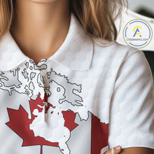 Load image into Gallery viewer, Personalized vintage Canadian Flag Women golf polo shirts Custom Patriotic Golf outfit For ladies NQS10182