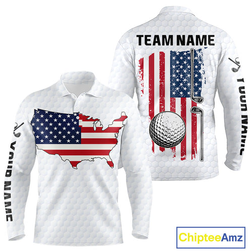 Personalized American Flag Men golf polo shirts Custom Patriotic Golf outfit For men NQS10183