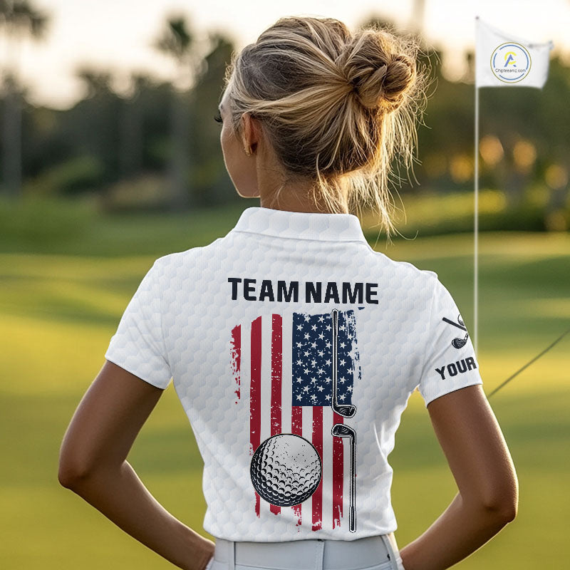Personalized American Flag Women golf polo shirts Custom Patriotic Golf outfit For ladies NQS10183