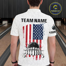 Load image into Gallery viewer, Personalized American Flag White Bowling Shirts For Men Custom patriotic Team Bowling jerseys NQS10184