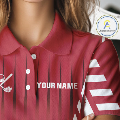 Red and White maple leaf Canadian Women golf polo shirt Custom Patriotic Golf attire For ladies NQS10185