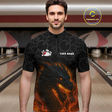 Load image into Gallery viewer, Custom Black Camo Flame Dragon Bowling Team Shirts For Men, Bowling Uniform gift for bowlers NQS10320