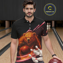 Load image into Gallery viewer, Custom Flame Bear Bowling Team Polo, Quarter zip Shirts For Men, Team Bowling Uniform NQS10321