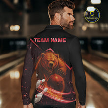 Load image into Gallery viewer, Custom Flame Bear Bowling Team Polo, Quarter zip Shirts For Men, Team Bowling Uniform NQS10321