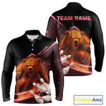 Load image into Gallery viewer, Custom Flame Bear Bowling Team Polo, Quarter zip Shirts For Men, Team Bowling Uniform NQS10321