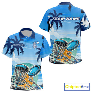 Blue Disc golf basket Kid Disc golf polo shirts Custom team disc golf jerseys NQS10021