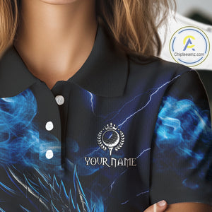 Blue Flame Dragon Women Golf polo shirts Custom Dragon team ladies golf outfits, gift for golf lover NQS10024