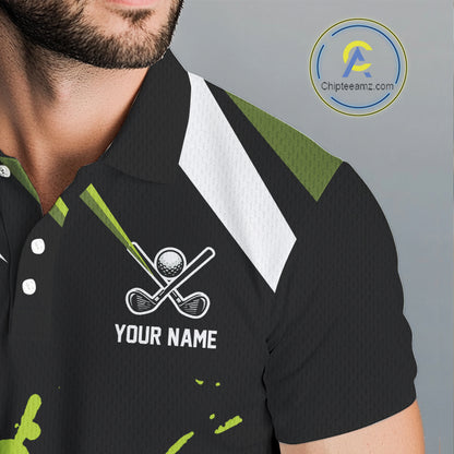 Black and Green Skull Golf polo shirts For Men Custom team golf outfits men, cool golf gifts NQS10025