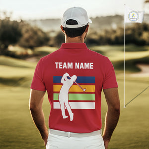 Retro colorful argyle pattern Men golf polo shirt custom Team Golf Outfits for mens | Red NQS10327