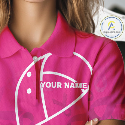 Pink ribbon pattern breast cancer awareness Women golf polo shirt Custom team Golf attire For ladies NQS10189