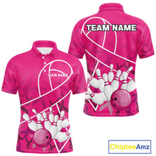 Load image into Gallery viewer, Pink ribbon pattern breast cancer awareness Bowling Shirts For Men Custom team bowling jerseys NQS10190