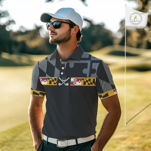 Maryland Flag black Men golf polo shirt Custom Patriotic Mens Golf top, gifts for golf lovers NQS10195