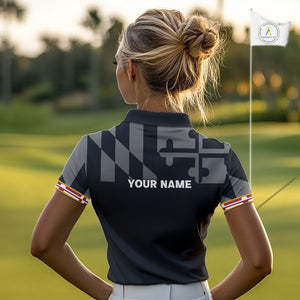 Maryland Flag black Women golf polo shirt Custom Patriotic ladies Golf top, gifts for golf lovers NQS10195