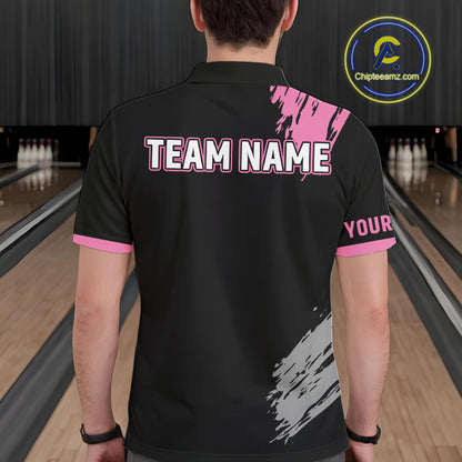 Black and pink ribbon Breast Cancer Awareness Bowling Shirts For Men custom team bowling jerseys NQS10197