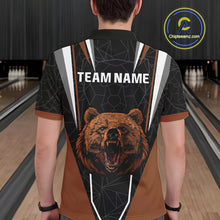 Load image into Gallery viewer, Personalized Bear Bowling Polo, Quarter Zip Shirts For Men, Bear Bowling Team Brown League Jersey NQS10344