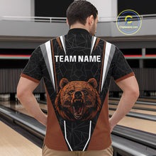 Load image into Gallery viewer, Personalized Bear Bowling Polo, Quarter Zip Shirts For Men, Bear Bowling Team Brown League Jersey NQS10344