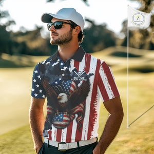 American Flag Eagle Golf Ball Mens Golf Polo Shirts Custom Patriotic Team Golf apparel for men NQS10571