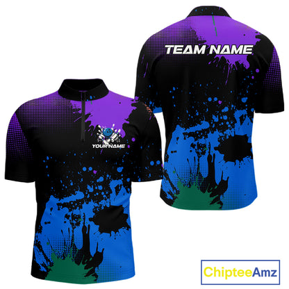 Personalized Bowling Polo, Quarter Zip Shirts For Men Custom Team Bowling Jersey Gift For Bowlers NQS10596