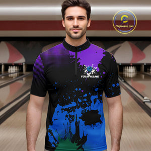 Personalized Bowling Polo, Quarter Zip Shirts For Men Custom Team Bowling Jersey Gift For Bowlers NQS10596