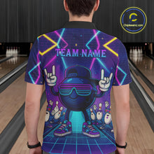 Load image into Gallery viewer, Purple neon stage funny Bowling polo, quarter zip shirts for Men Custom funny bowling team shirts NQS10299