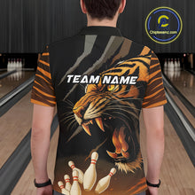 Load image into Gallery viewer, Tiger Bowling Polo, Quarter Zip shirts For Men custom bowling team jersey, bowling uniform NQS10338