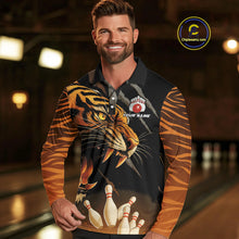 Load image into Gallery viewer, Tiger Bowling Polo, Quarter Zip shirts For Men custom bowling team jersey, bowling uniform NQS10338