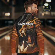 Load image into Gallery viewer, Tiger Bowling Polo, Quarter Zip shirts For Men custom bowling team jersey, bowling uniform NQS10338