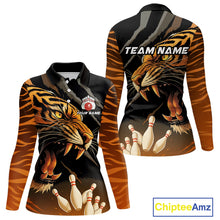 Load image into Gallery viewer, Tiger Bowling Polo, Quarter Zip shirts For Women custom bowling team jersey, bowling uniform NQS10338