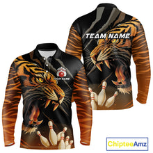 Load image into Gallery viewer, Tiger Bowling Polo, Quarter Zip shirts For Men custom bowling team jersey, bowling uniform NQS10338