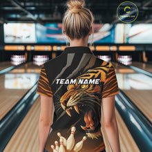 Load image into Gallery viewer, Tiger Bowling Polo, Quarter Zip shirts For Women custom bowling team jersey, bowling uniform NQS10338