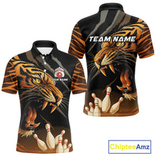 Load image into Gallery viewer, Tiger Bowling Polo, Quarter Zip shirts For Men custom bowling team jersey, bowling uniform NQS10338