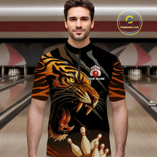 Load image into Gallery viewer, Tiger Bowling Polo, Quarter Zip shirts For Men custom bowling team jersey, bowling uniform NQS10338