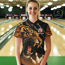 Load image into Gallery viewer, Tiger Bowling Polo, Quarter Zip shirts For Women custom bowling team jersey, bowling uniform NQS10338