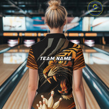 Load image into Gallery viewer, Tiger Bowling Polo, Quarter Zip shirts For Women custom bowling team jersey, bowling uniform NQS10338