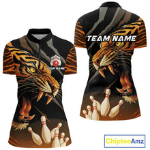 Load image into Gallery viewer, Tiger Bowling Polo, Quarter Zip shirts For Women custom bowling team jersey, bowling uniform NQS10338