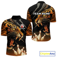 Load image into Gallery viewer, Tiger Bowling Polo, Quarter Zip shirts For Men custom bowling team jersey, bowling uniform NQS10338